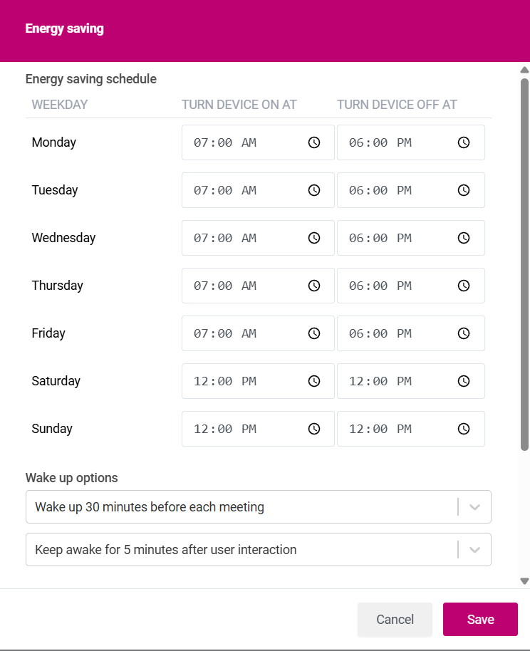 Energy saving - Mimo Docs